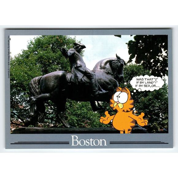 Garfield Cat Postcard Boston Massachusetts Orange Tabby Kitten Jim Davis 1978 - Picture 1 of 2